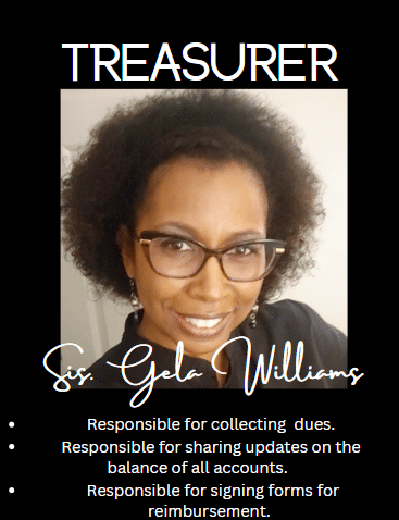 Sis. Gela Williams, Treasurer